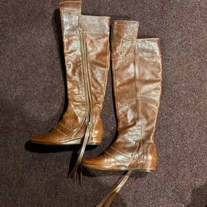 10 Crosby Derek Lam Tan Leather Heeled Boots